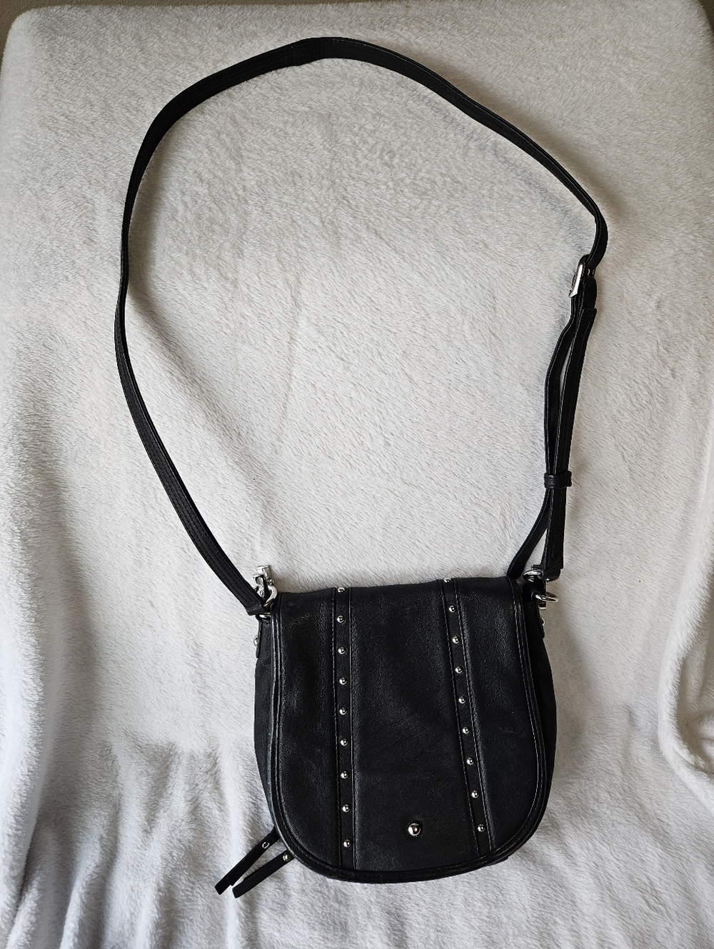 Women's Gun Toting Mommas Black Leather Studded Crossbody Bag Conceal Purse